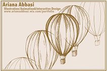 Self promotional postcard: hot air balloons
